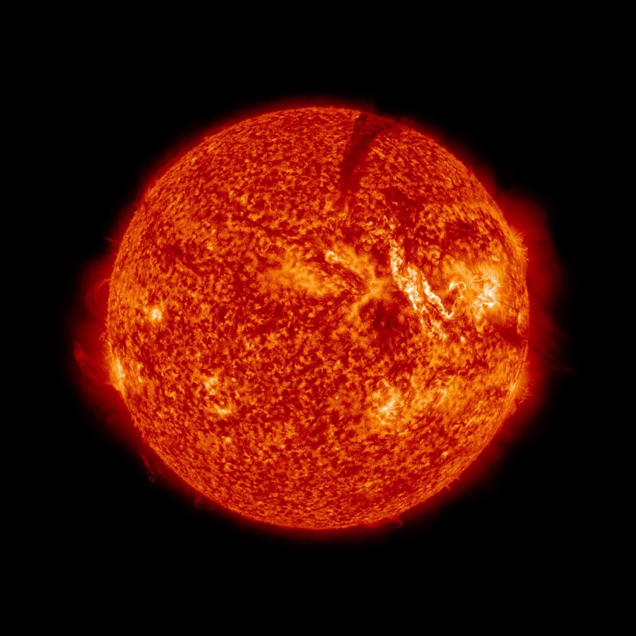 Detailaufnahme der Sonne in der Kuppelprojektion